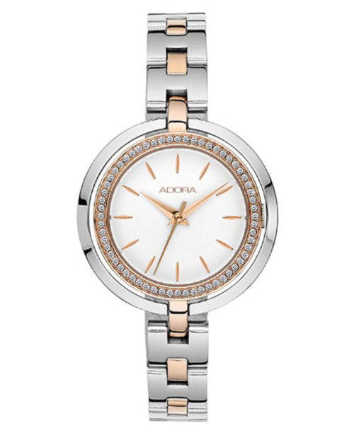 Metallarmbanduhr schmales band zifferblatt weiß mit balken