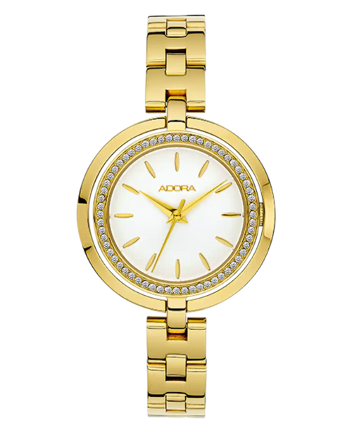 Metallarmbanduhr schmales band zifferblatt weiß mit balken