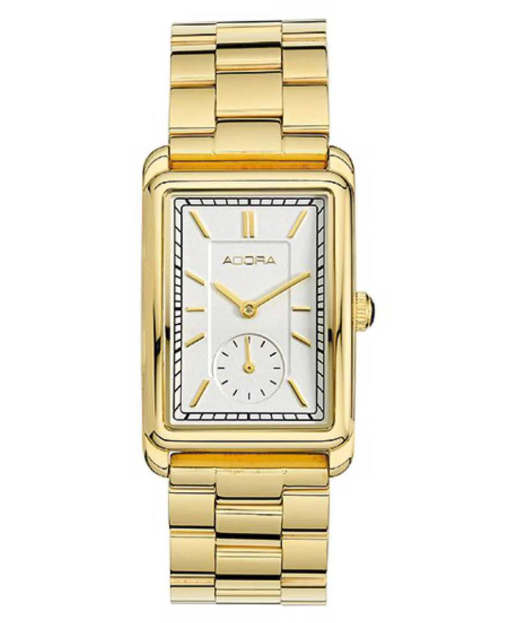 rechteckige damenuhr edelstahl gold mit kleiner Sekunde bei 6 Uhr