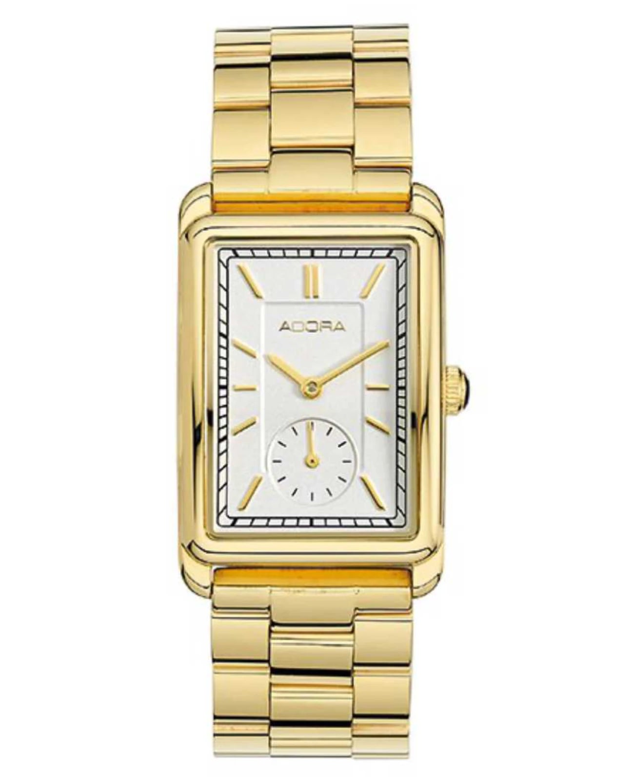 rechteckige damenuhr edelstahl gold mit kleiner Sekunde bei 6 Uhr