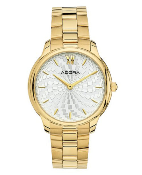 runde Metallarmbanduhr helles zifferblatt mit balken