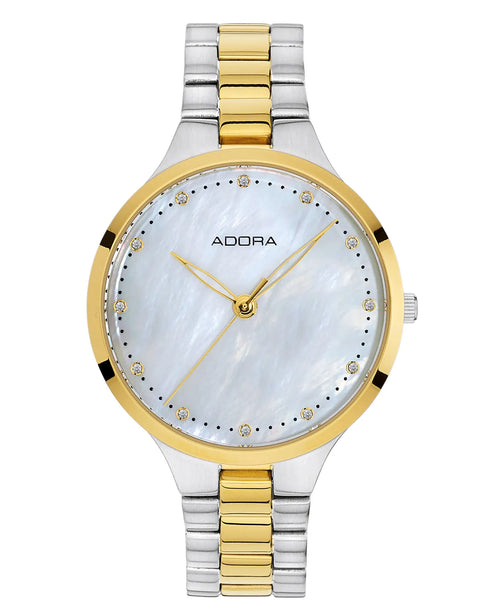 damenuhr edelstahlarmband silber gold und hellen zifferblatt