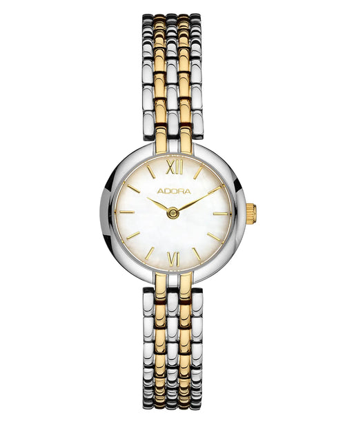 rundes gehäuse Perlmutt zifferblatt römische zahlen