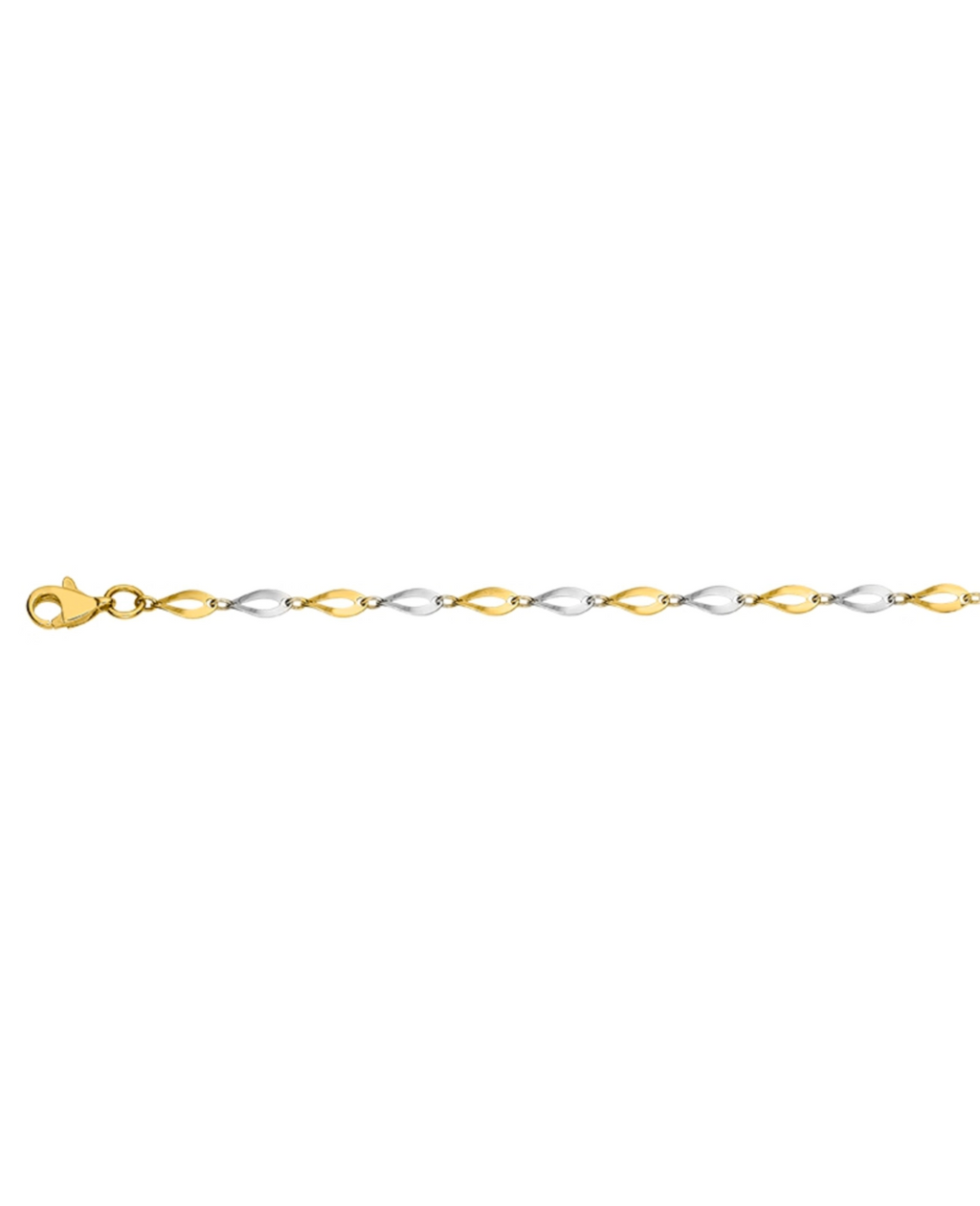 armband mit abwechseln gold und weissgold gliedern