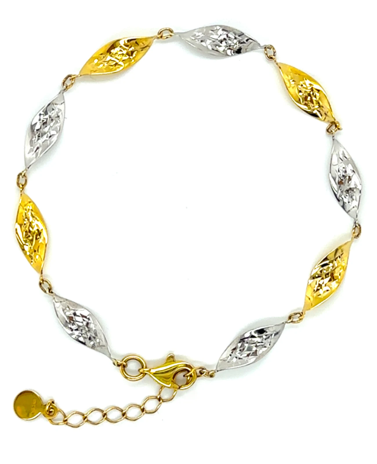 armband mit abwechselnden gold und weissgold gedrehten gliedern
