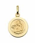 goldener runder schutzengel anhänger mit glatten rand