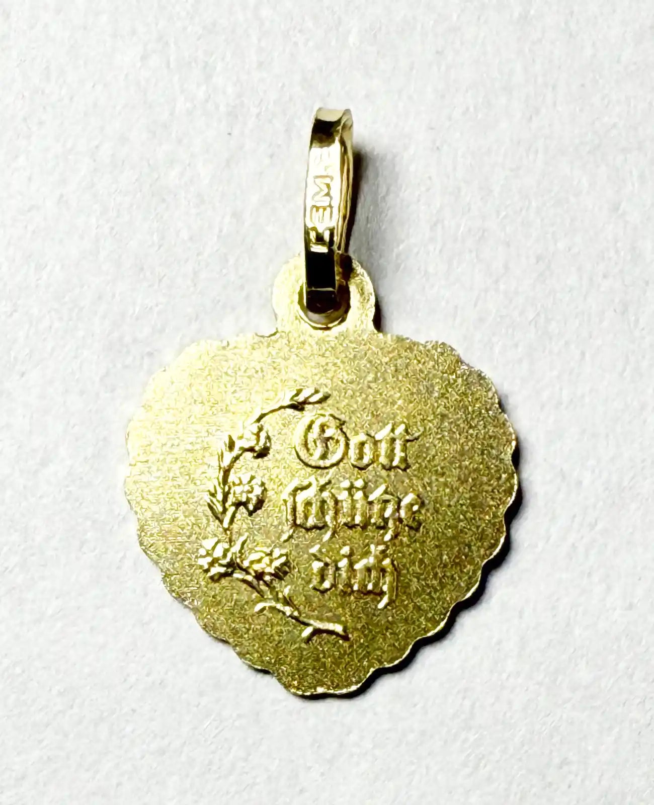 Schutzengelanhänger gold in Herzform hinten gott schütze dich