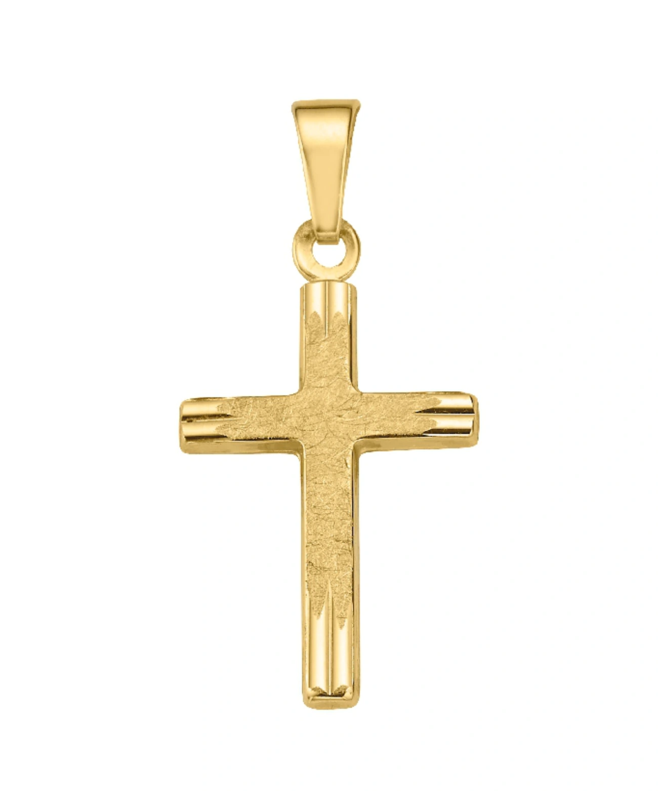 goldener kreuz anhänger mattiert an den enden je 2 diamantierte striche
