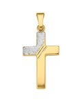 kantiger kreuz anhänger linke seite silber rechte gold