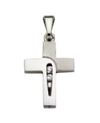 Kreuz anhänger mit 3 zirkonia steinen