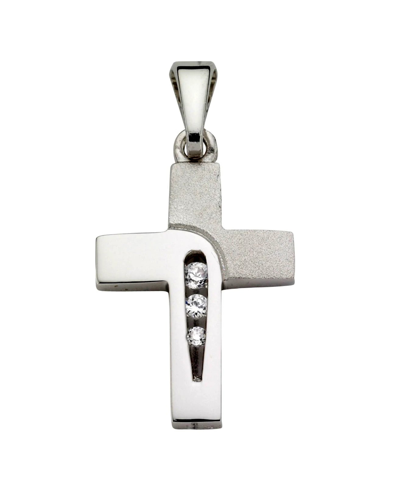 Kreuz anhänger mit 3 zirkonia steinen