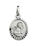Ovaler schutzengel anhänger mit diamantierten rand