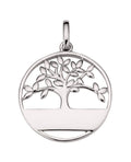 runder anhaenger mit ausgeschnittenen baum und gravurflaeche