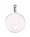 runder scheiben anhänger mit ausgestanzten herz unten