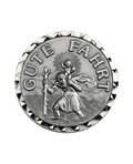 heiliger christophorus rund mit diamantieren rand und gute fahrt