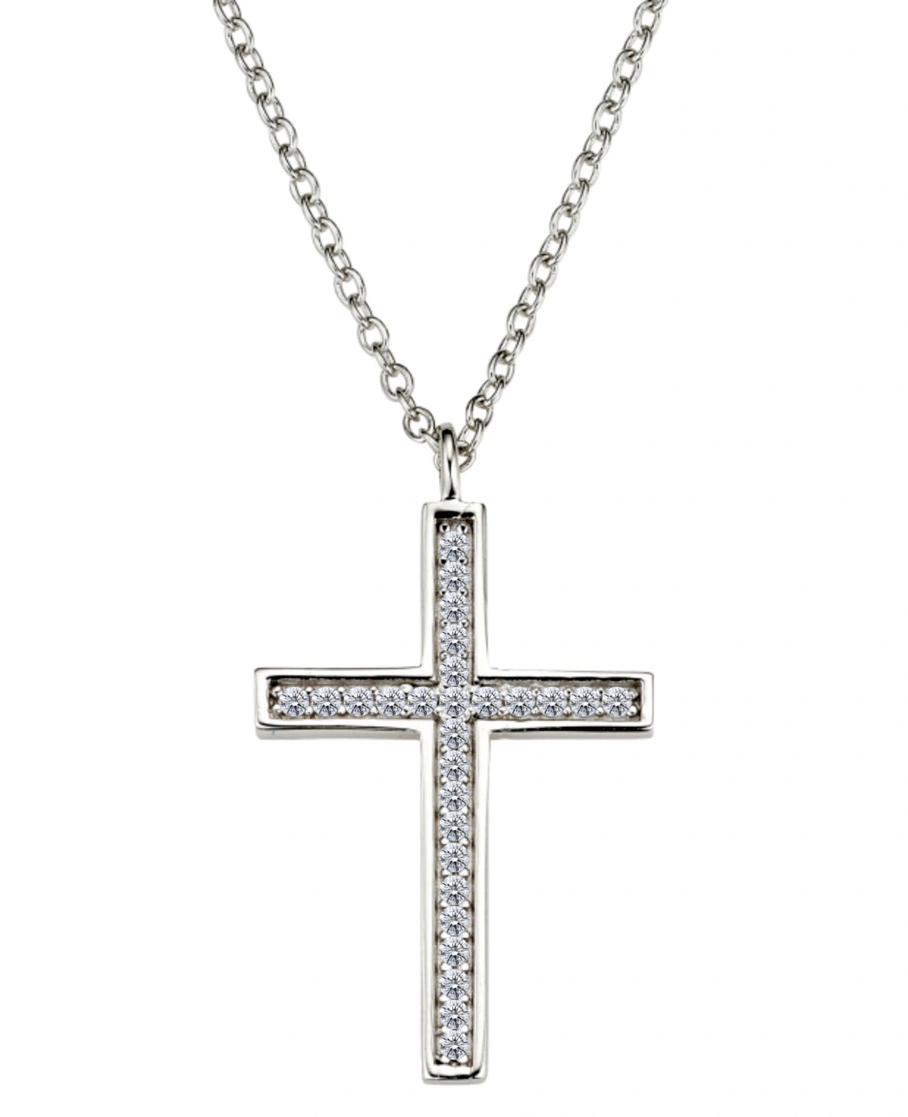 ankerkette mit kantigen kreuz anhänger voll mit zirkonia steinen besetzt