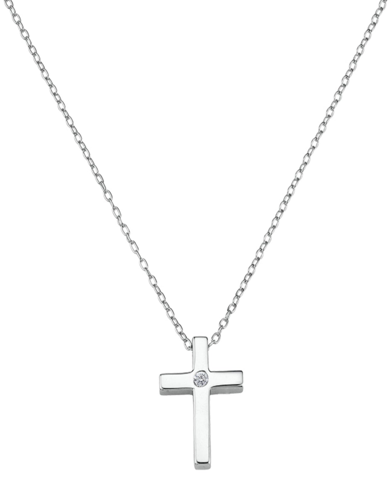 Ankerkette mit glänzenden kreuz anhänger mittig zirkonia stein