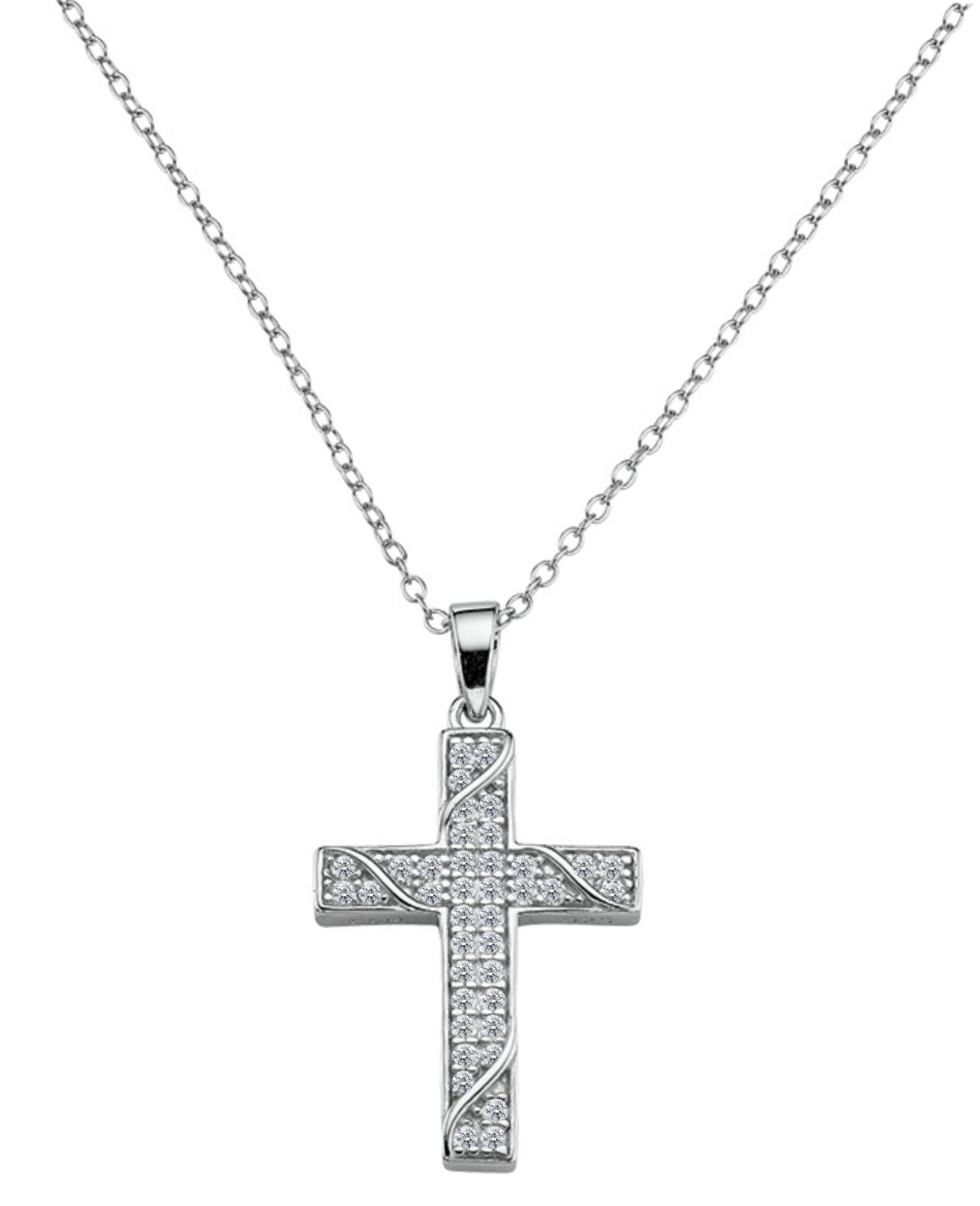 ankerkette mit kreuz anhänger 2 reihig mit zirkonia steinen besetzt