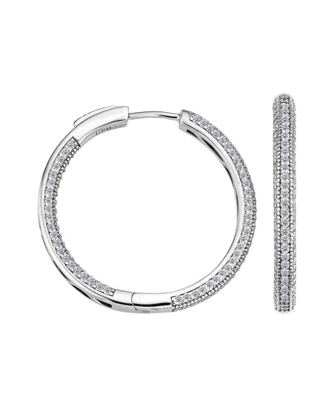 creolen silber mit innen und aussen zirkonia steine