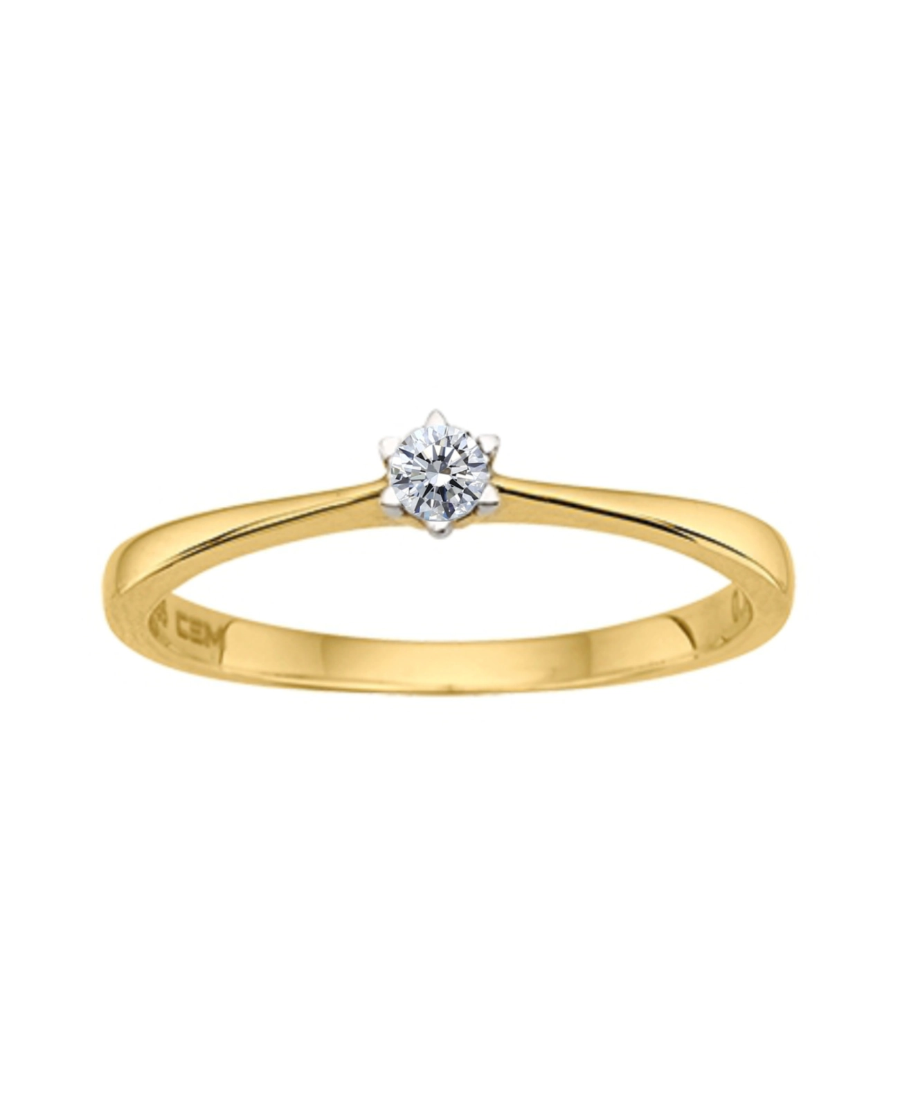 damenring ringschine verlaufend in der mitte brillant in krappenfassung