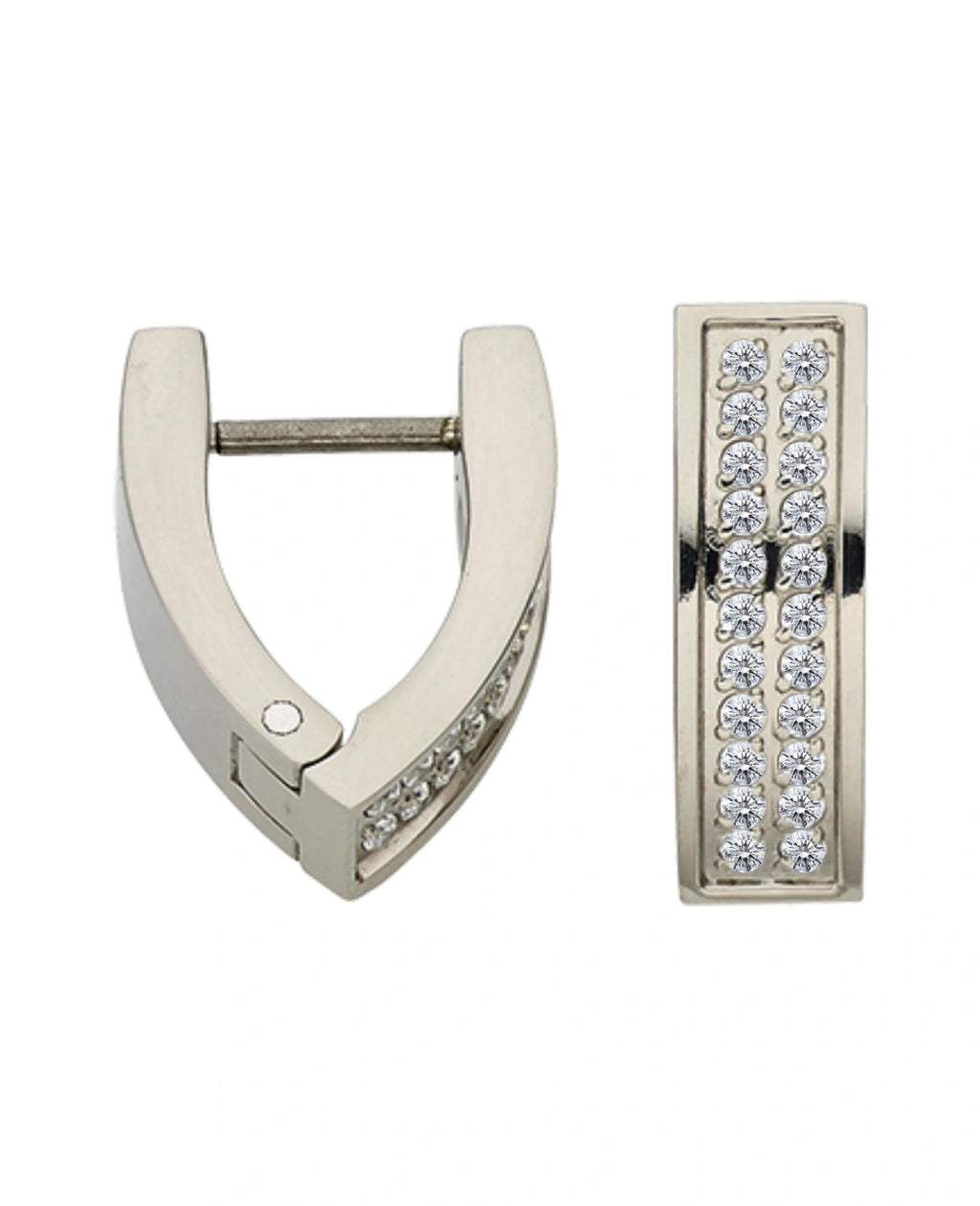 kantige creolen mit 2 reihen zirkonia steinen besetzt