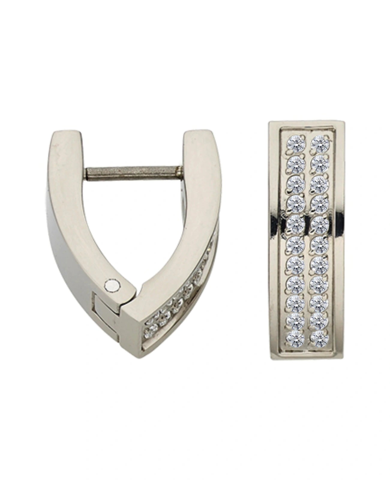 kantige creolen mit 2 reihen zirkonia steinen besetzt