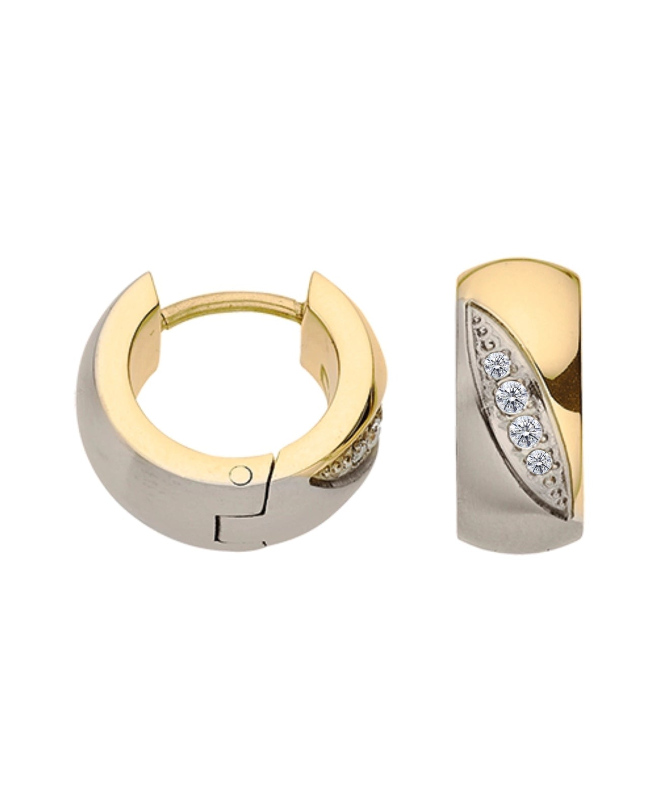 creolen diagonal verlaufend unten titan oben gold mittig 4 steine