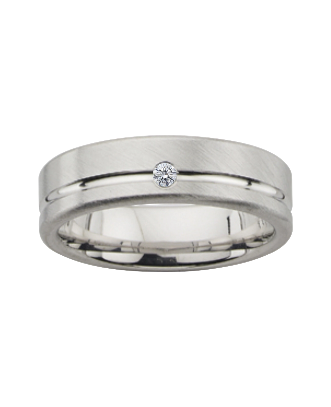 Kantiger Ring mit Polierter Rille bei Eindrittel der ringbreite darin brillant