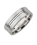 Kantiger Ring mit 2 polierten Rillen in der Mitte