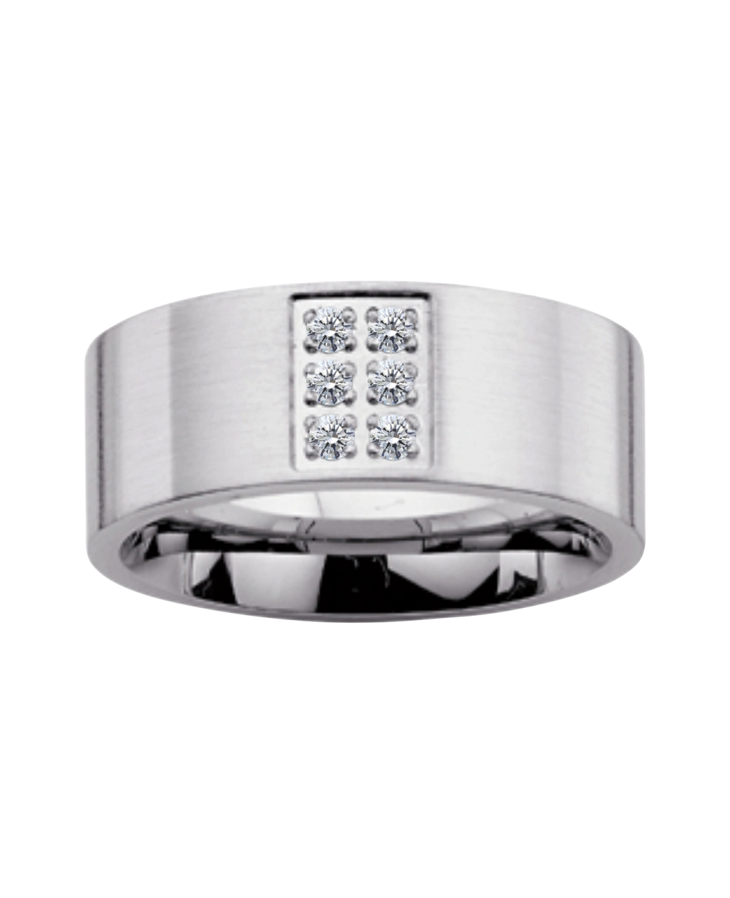 Breiter kantiger mattierter ring mit 6 steinen