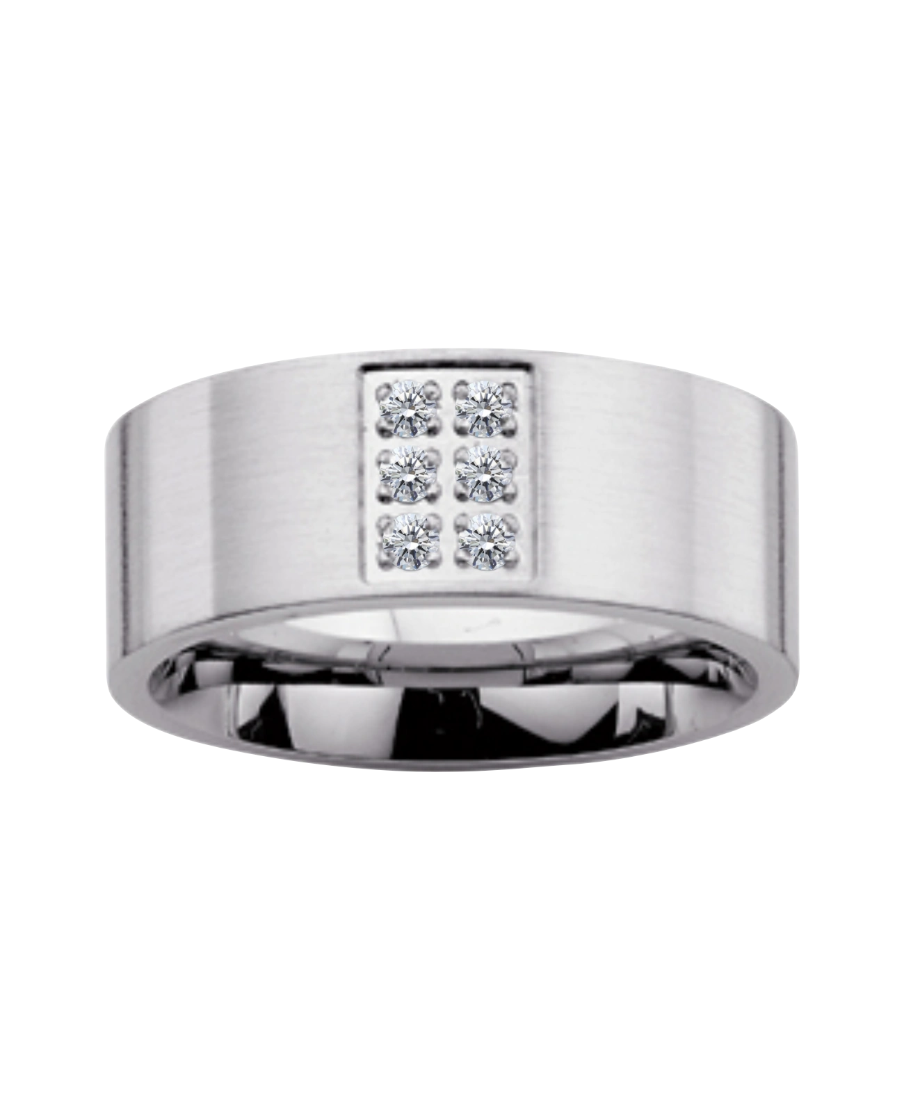 Breiter kantiger mattierter ring mit 6 steinen