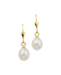 Ohrhänger gold mit beweglichen Anhänger versehen mit perle in Tropfenform