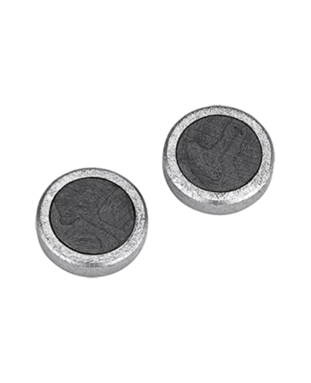 runde flache ohrstecker aussen silber innen schwarz