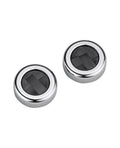 runde flache ohrstecker aussen silber innen schwarz