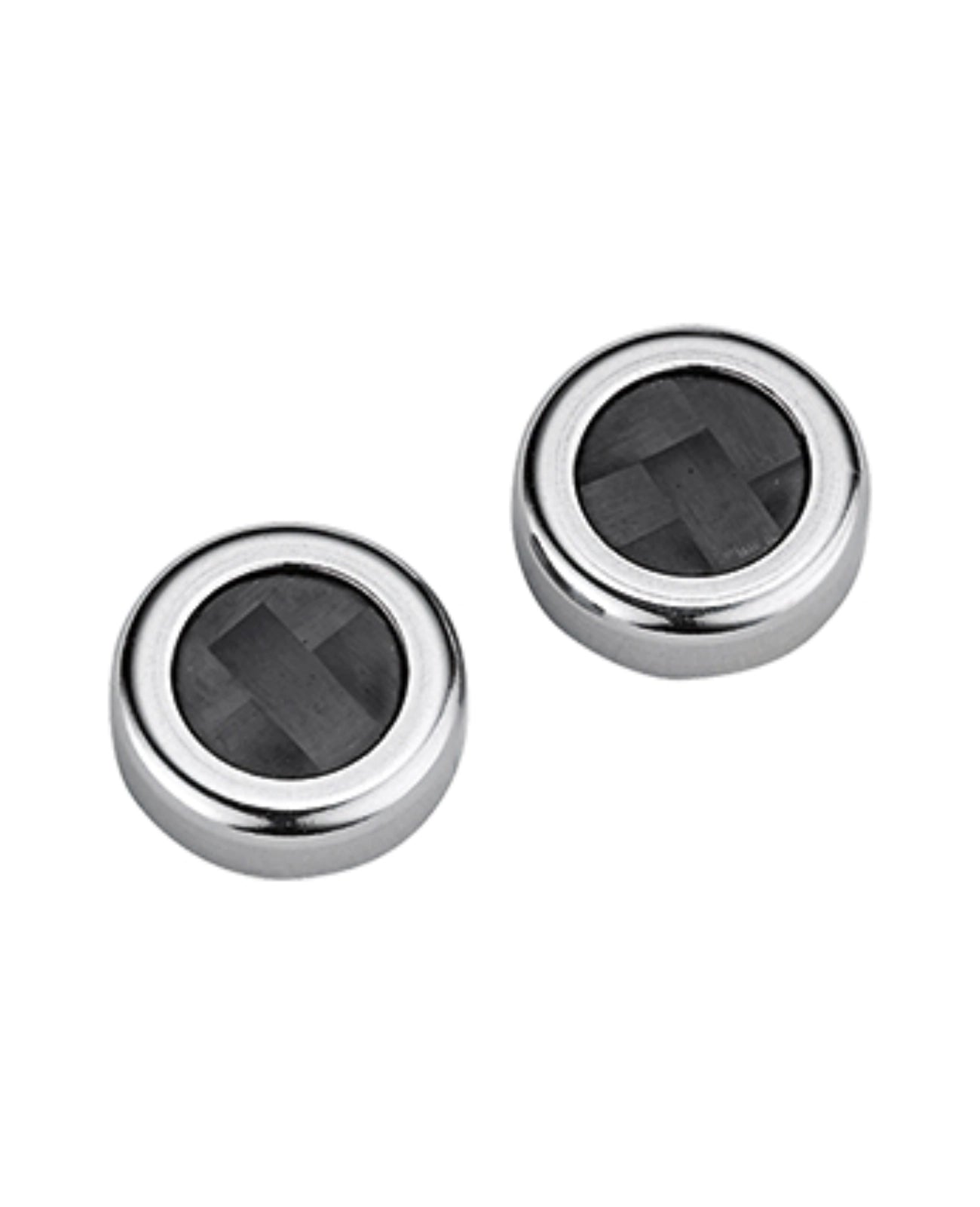 runde flache ohrstecker aussen silber innen schwarz