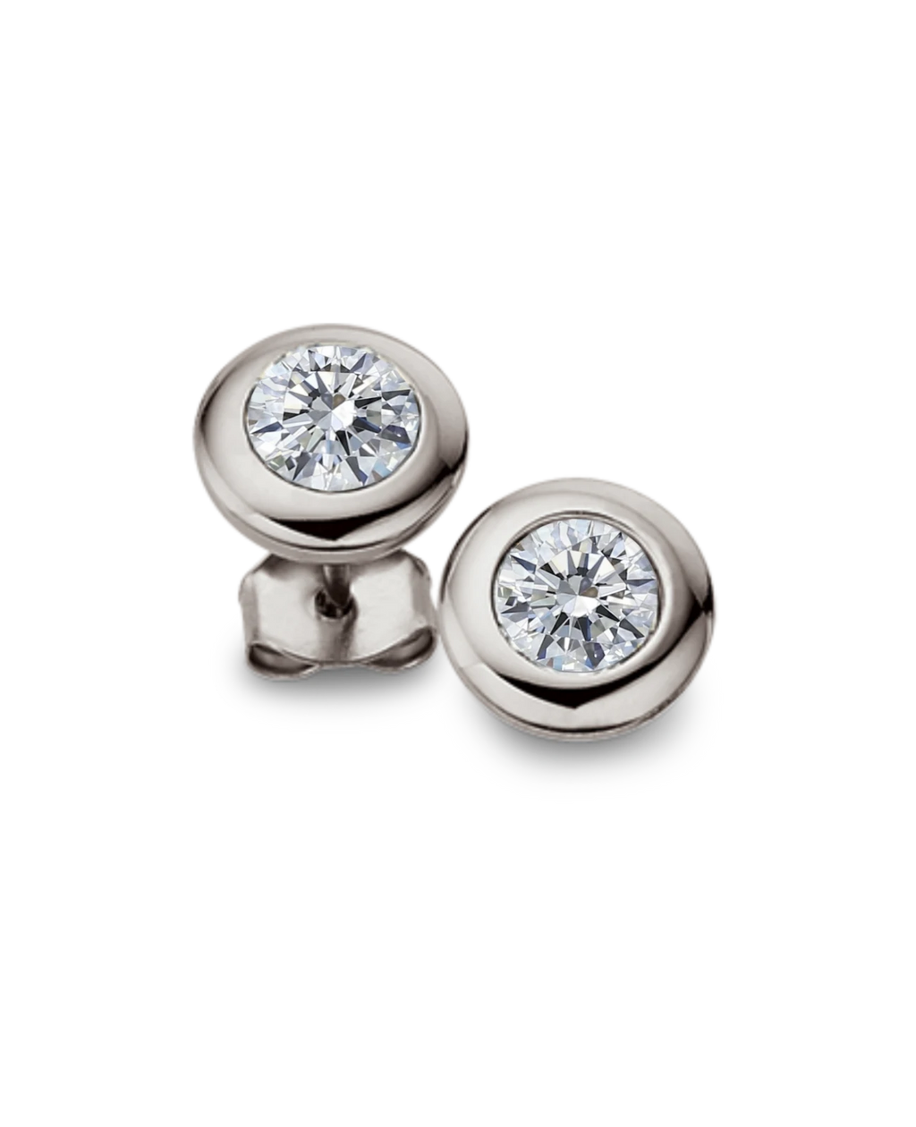 titan ohrstecker großer zirkonia in zargenfassung
