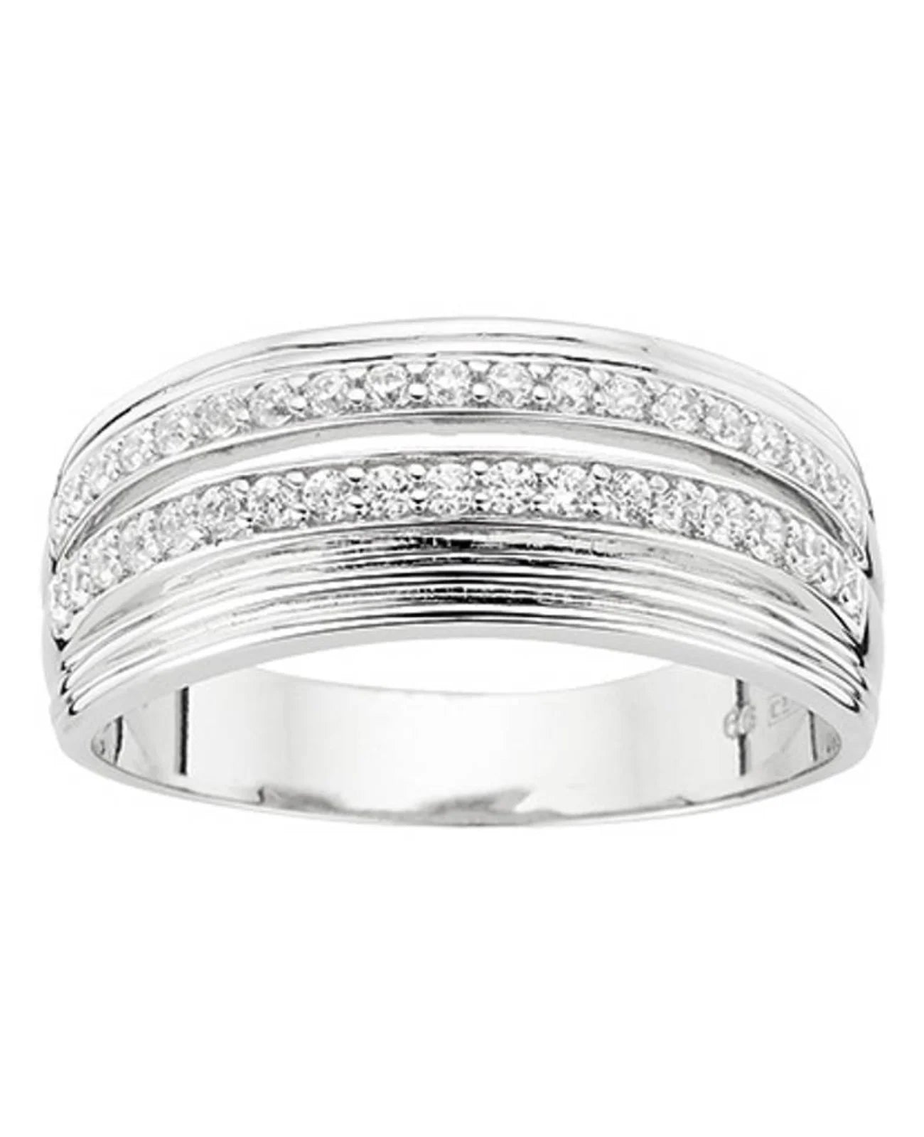 breiter ring mit zwei reihen zirkonia steinen