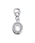 buchstabenanhaenger o charm mit zirkonia steinen und karabiner oese