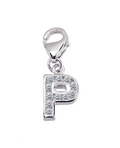 buchstabenanhaenger p charm mit zirkonia steinen und karabiner oese