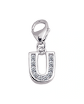 buchstabenanhaenger u charm mit zirkonia steinen und karabiner oese