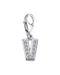buchstabenanhaenger v charm mit zirkonia steinen und karabiner oese