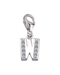 buchstabenanhaenger w charm mit zirkonia steinen und karabiner oese