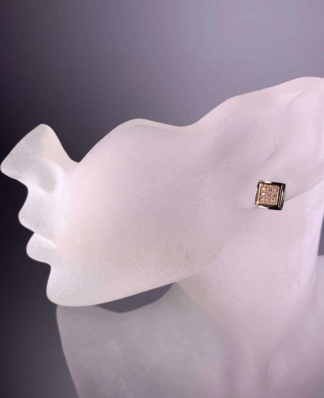 Viereckige titan ohrstecker mit 9 zirkonia steinen
