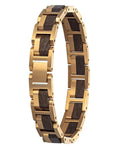damen holz armband mooreiche edelstahl gold waidzeit