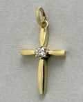 kreuz anhänger zirkoniastein mittig in krappenfassung