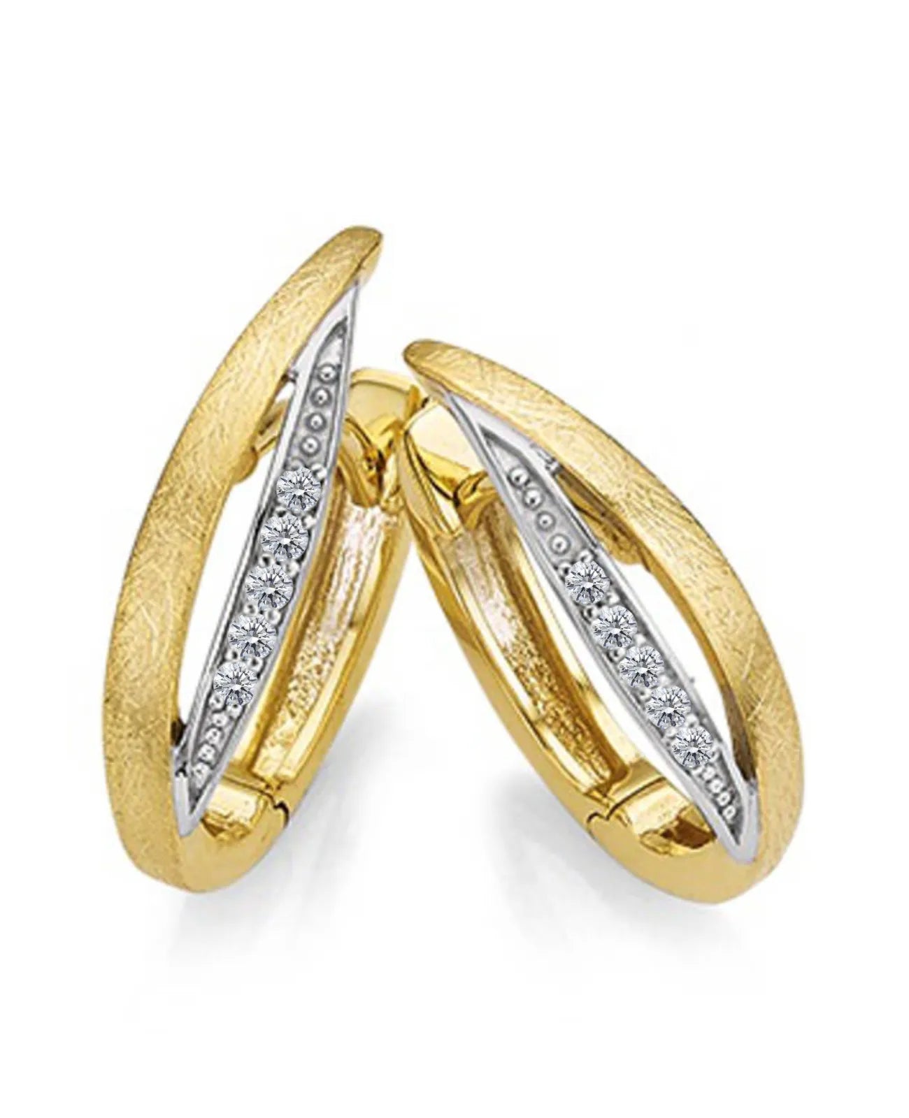 mattierte ovale offene creolen gold und zirkonia steinen
