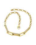 damen armband gold mit grossen gliedern mit zirkonia steinen besetzt