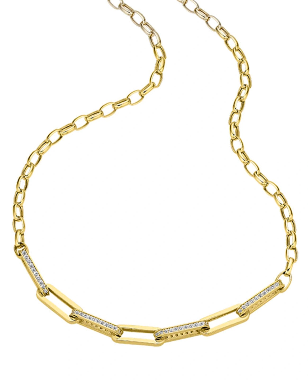 damen kette gold mit grossen gliedern mit zirkonia steinen besetzt
