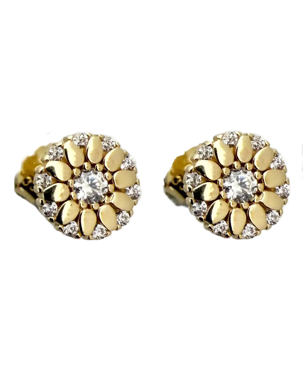 runde ohrstecker gold blumenmotiv mit zirkonia steinen