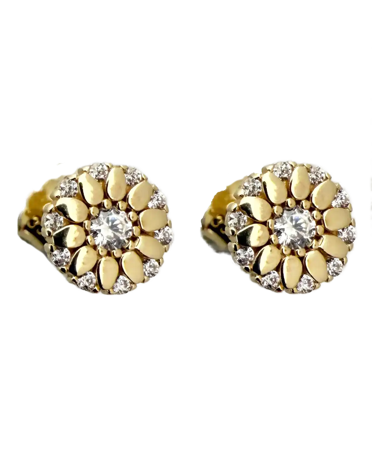 runde ohrstecker gold blumenmotiv mit zirkonia steinen